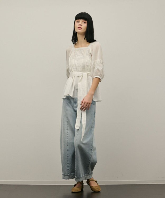 GRACE CONTINENTAL レースコンビピンタックブラウス ホワイト