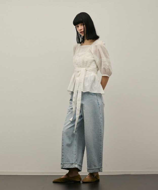 GRACE CONTINENTAL レースコンビピンタックブラウス ホワイト