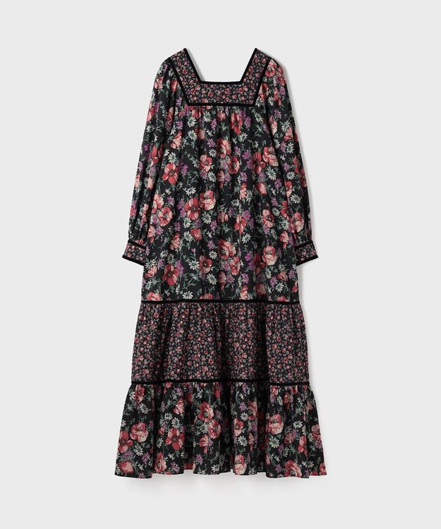 GRACE CONTINENTAL ボタニカルティアードワンピース ブラック