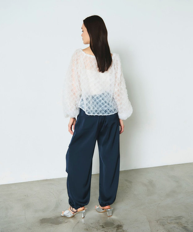 GRACE CONTINENTAL チュール刺繍トップ ホワイト