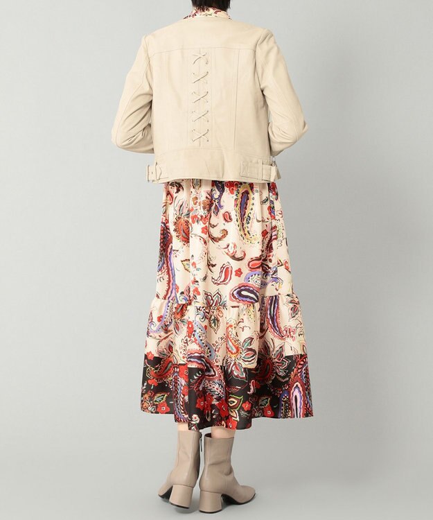 GRACE CONTINENTAL レースアップライダースジャケット ベージュ