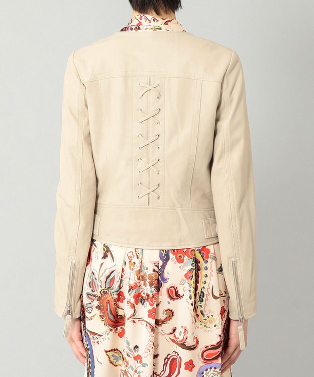 GRACE CONTINENTAL レースアップライダースジャケット ベージュ