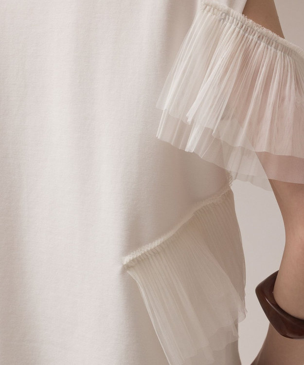 GRACE CONTINENTAL プリーツチュールカットトップ ホワイト