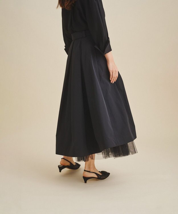 GRACE CONTINENTAL ブラックタフタオーバースカート ブラック