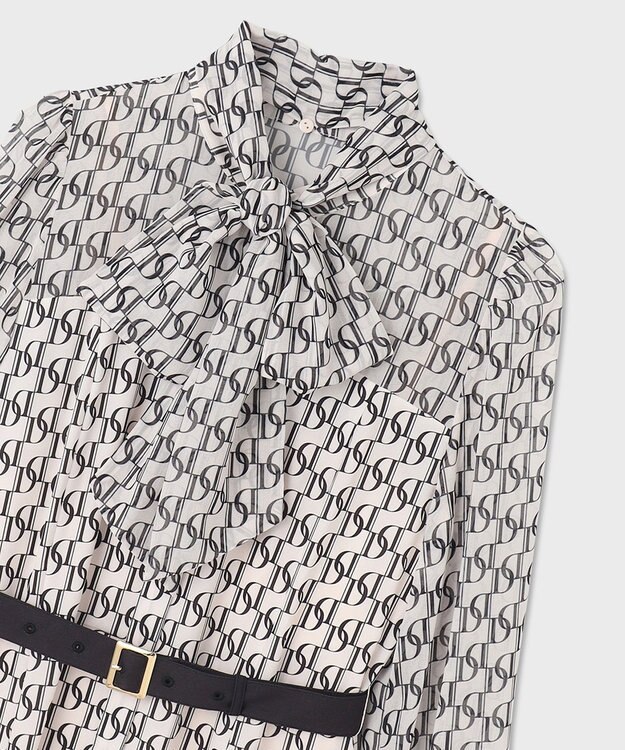 GRACE CONTINENTAL モノグラムプリントレイヤードワンピース ブラック