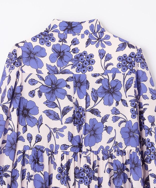 GRACE CONTINENTAL フラワープリントティアードワンピース ブルー