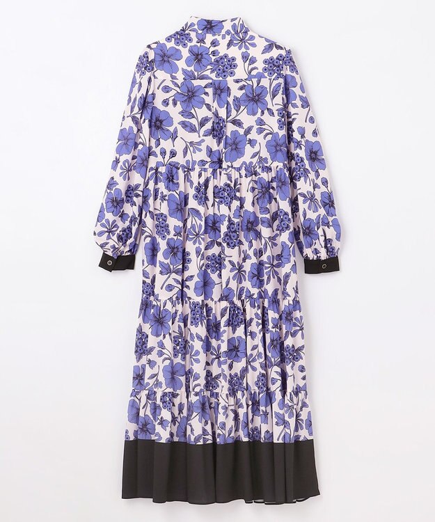 GRACE CONTINENTAL フラワープリントティアードワンピース ブルー