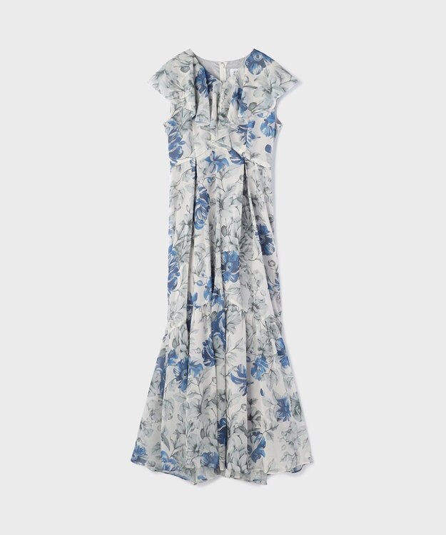 GRACE CONTINENTAL フラワープリントフリルワンピース ベージュ