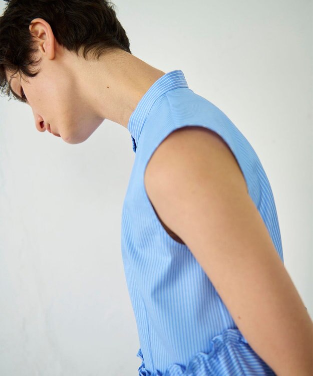 GRACE CONTINENTAL ヘムフリルノースリーブ ブルー