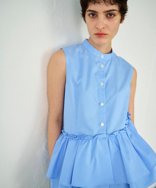 GRACE CONTINENTAL ヘムフリルノースリーブ ブルー