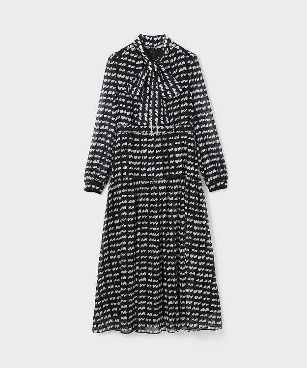 GRACE CONTINENTAL ハートキカプリントワンピース ブラック