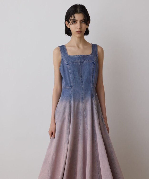 GRACE CONTINENTAL デニム切替サーキュラーワンピース ピンク