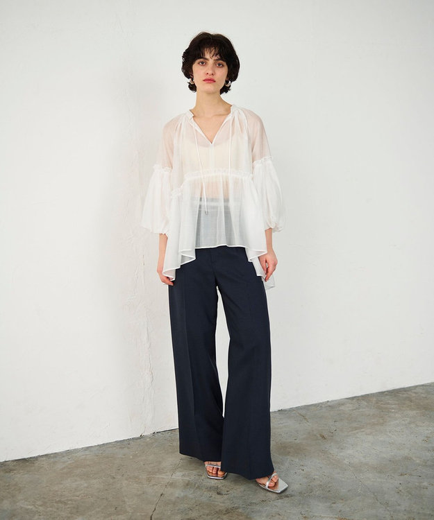 GRACE CONTINENTAL ギャザーカフタントップ キナリ