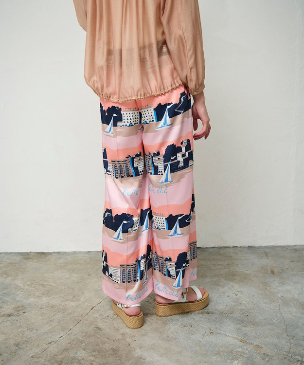 GRACE CONTINENTAL マリンプリントイージーパンツ ピンク