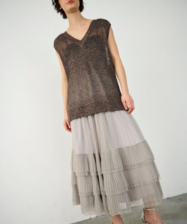 GRACE CONTINENTAL ボリュームチュールスカート ベージュ