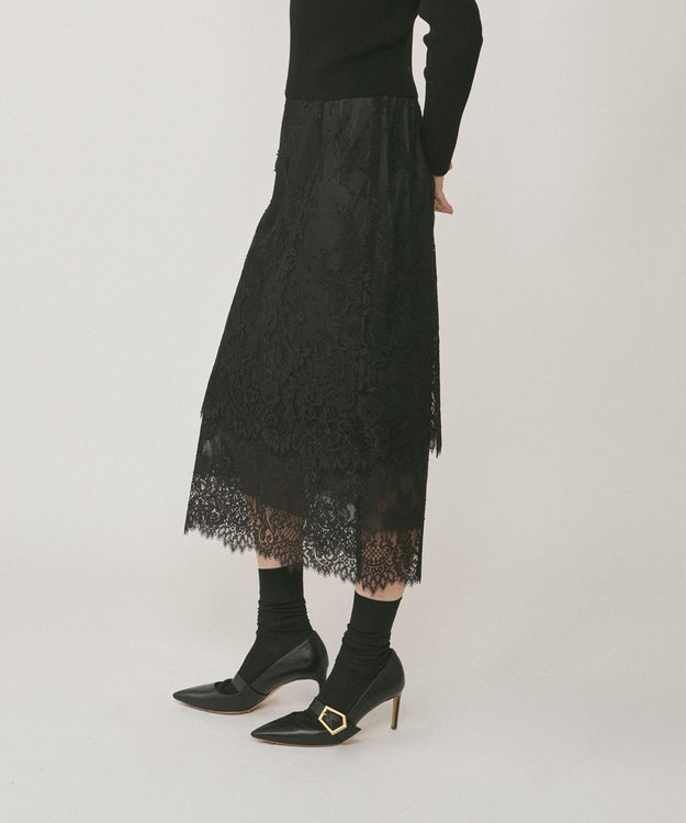 GRACE CONTINENTAL レースレイヤードスカート ブラック
