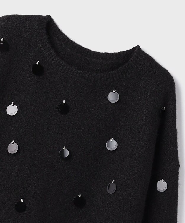 GRACE CONTINENTAL スパンコールニットトップ ブラック