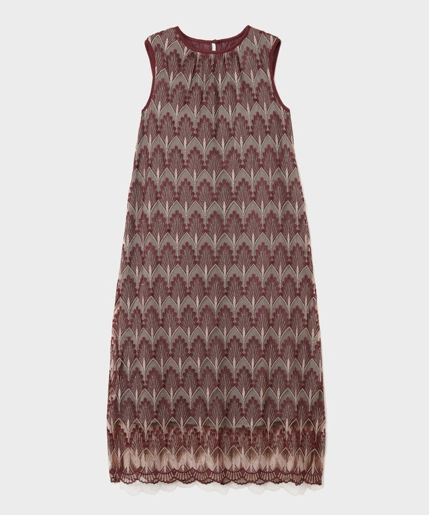 GRACE CONTINENTAL シャイニーリーフembドレス ボルドー