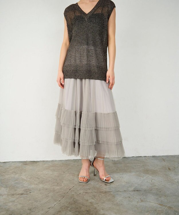 GRACE CONTINENTAL ボリュームチュールスカート ベージュ