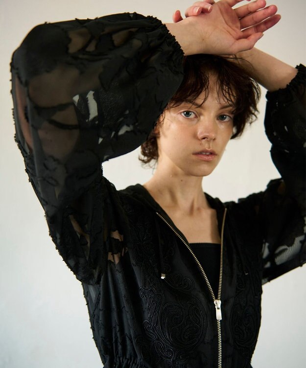 GRACE CONTINENTAL ジャガード刺繍ブルゾン ブラック