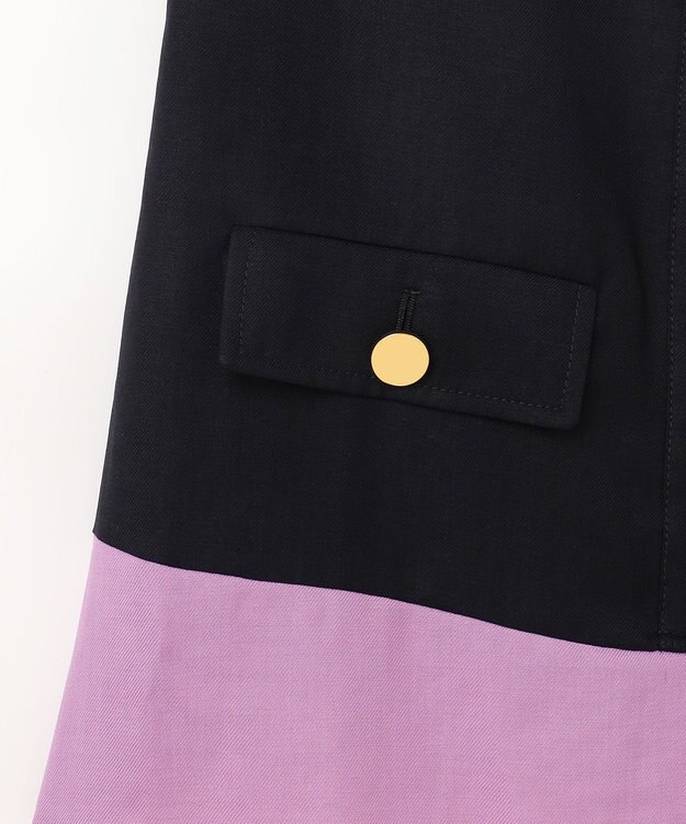 GRACE CONTINENTAL リネンタッチ配色ワンピース ネイビー