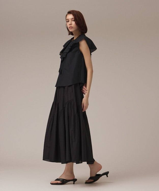 GRACE CONTINENTAL コットンシルクカフタントップ ブラック