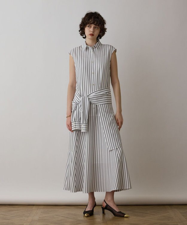 GRACE CONTINENTAL ストライプシャツワンピース ホワイト