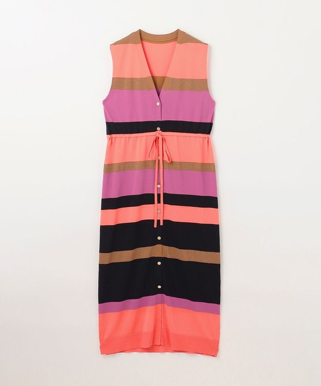 GRACE CONTINENTAL ニットマルチボーダージレ ピンク