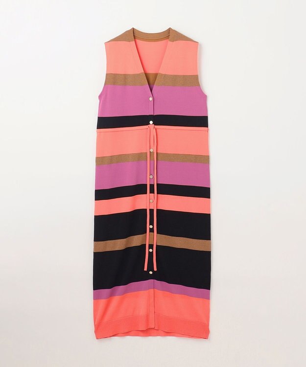 GRACE CONTINENTAL ニットマルチボーダージレ ピンク