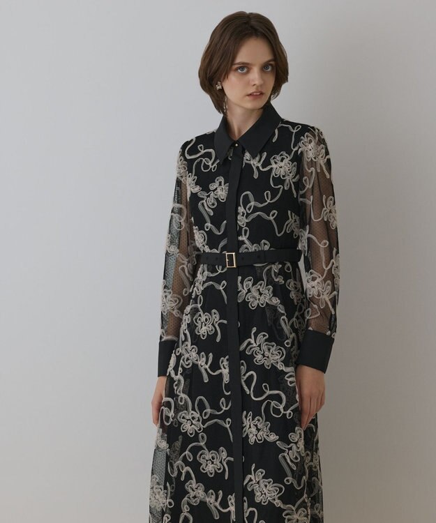 GRACE CONTINENTAL チュールコードレースワンピース ブラック