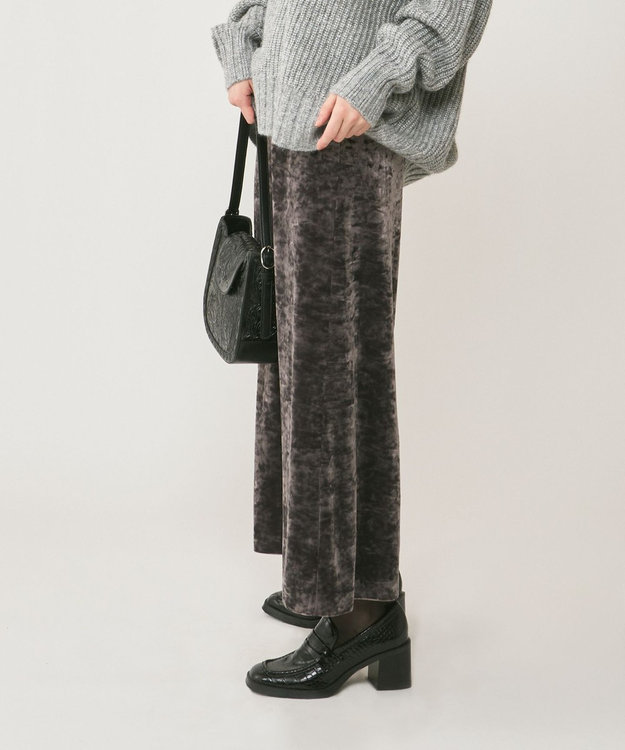 GRACE CONTINENTAL クラッシュベロアロングスカート チャコール