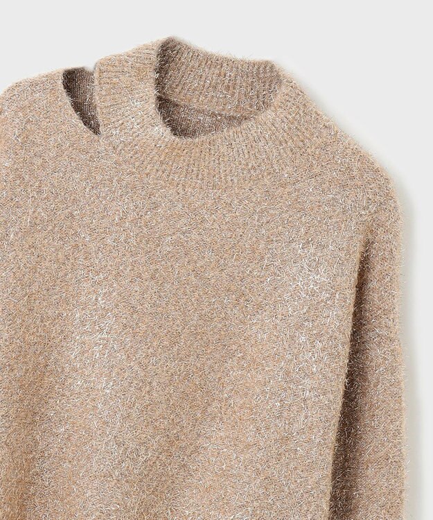 GRACE CONTINENTAL ラメフェザーニットトップ ベージュ