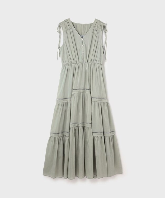 GRACE CONTINENTAL コットンシルクティアードワンピース グリーン