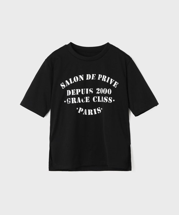 GRACE CONTINENTAL ステンシルレタードT ブラック