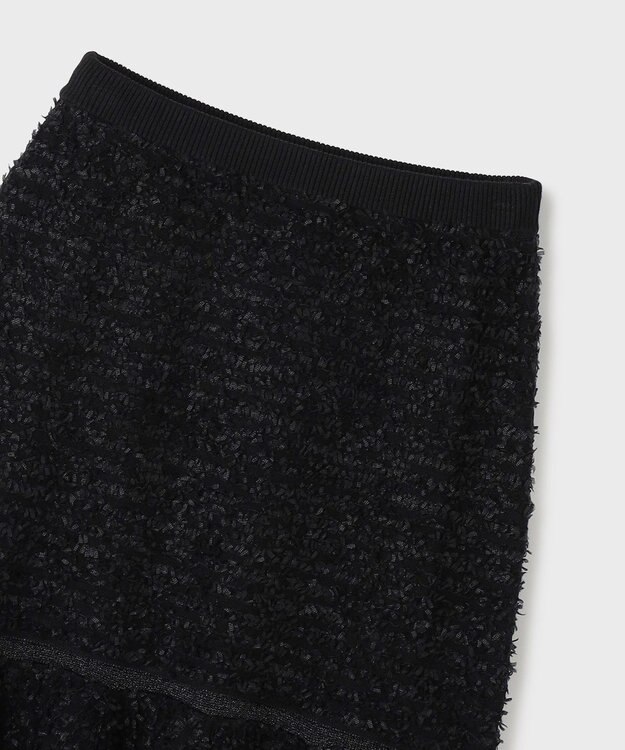 GRACE CONTINENTAL ツイードフレアニットスカート ブラック