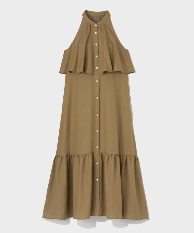 GRACE CONTINENTAL リネンライクホルタードレス ベージュ