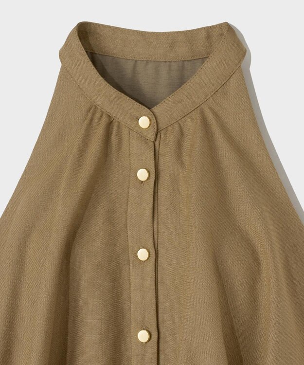 GRACE CONTINENTAL リネンライクホルタードレス ベージュ