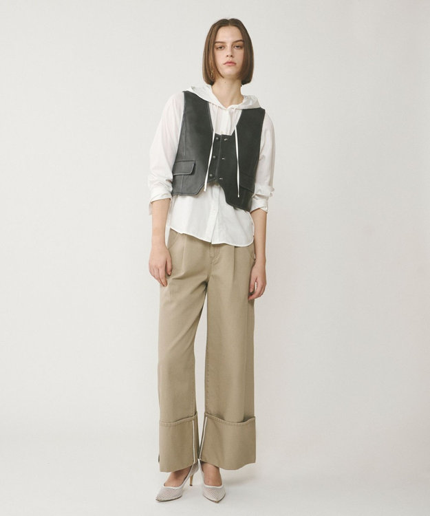 GRACE CONTINENTAL レザーショートジレジャケット チャコール