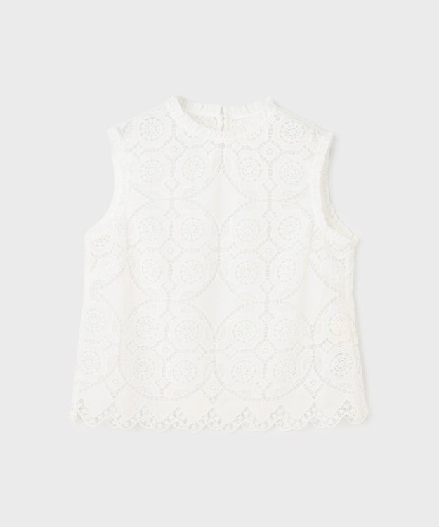 GRACE CONTINENTAL サークルレースノースリーブトップ ホワイト