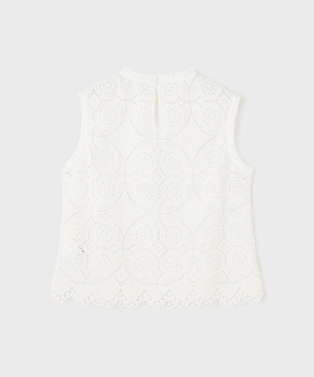 GRACE CONTINENTAL サークルレースノースリーブトップ ホワイト