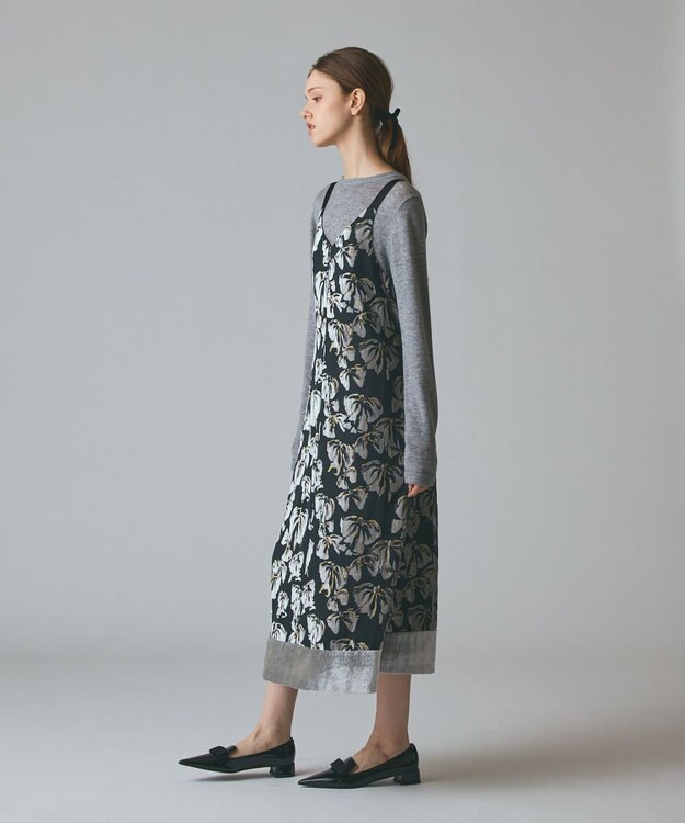 GRACE CONTINENTAL リボンオパールドレス ブラック