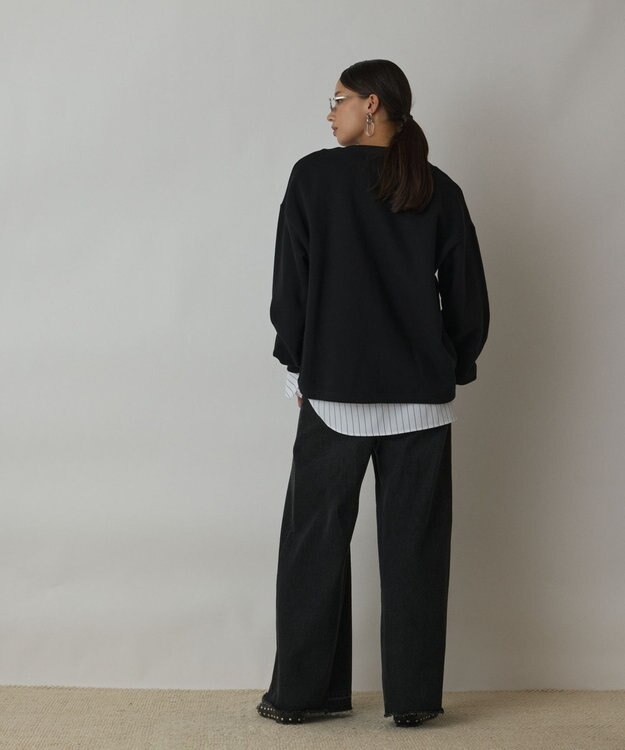 GRACE CONTINENTAL Catphoto裏毛トップ ブラック