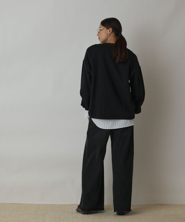 GRACE CONTINENTAL Catphoto裏毛トップ ブラック