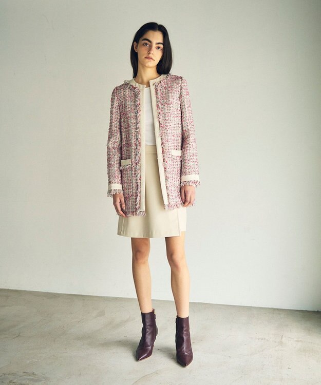 GRACE CONTINENTAL フリンジツイードジャケット ピンク