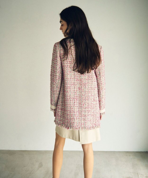 GRACE CONTINENTAL フリンジツイードジャケット ピンク