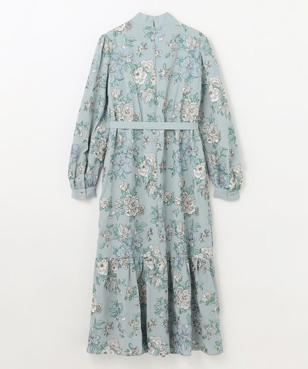 GRACE CONTINENTAL フラワー刺繍ボウタイワンピース ブルー