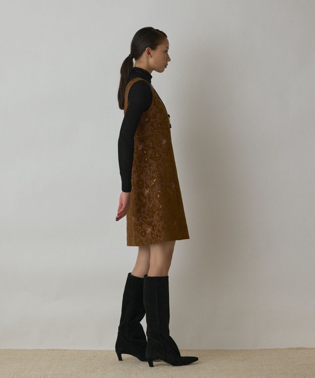 GRACE CONTINENTAL サラサジャガードミニワンピース ブラウン