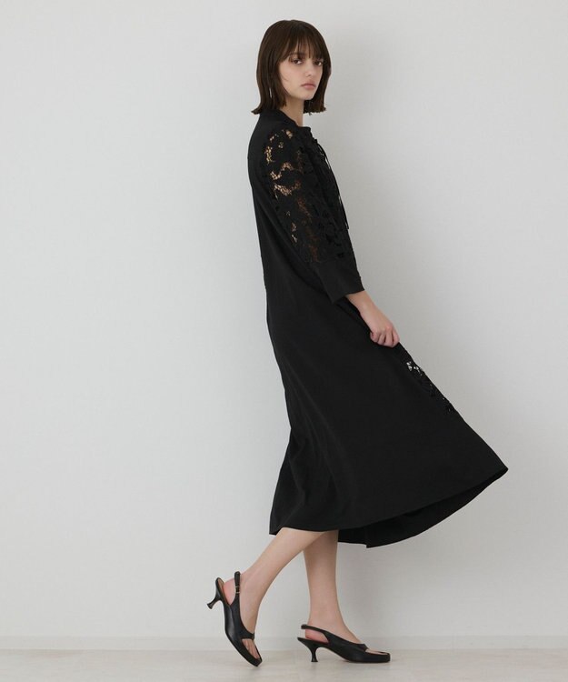 GRACE CONTINENTAL カットワークAラインワンピース ブラック