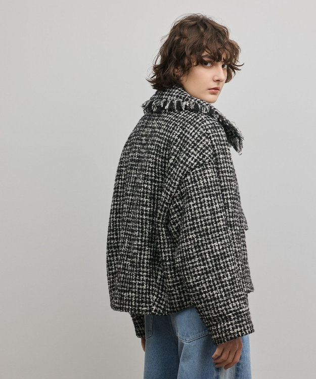 GRACE CONTINENTAL パディングツイードジャケット ブラック