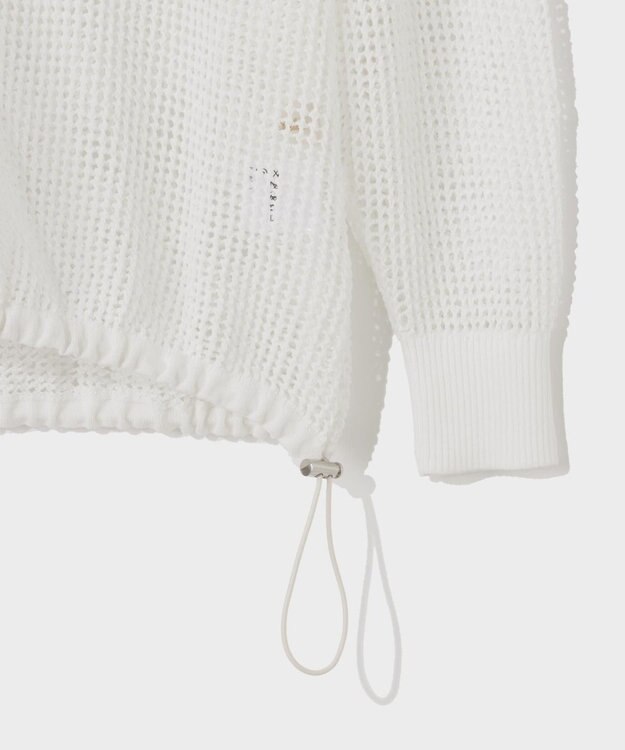 GRACE CONTINENTAL ボーダーメッシュフーディ ホワイト